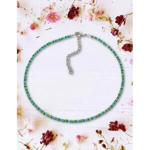 Elegant Beaded Choker Necklace - Green and Blue Design